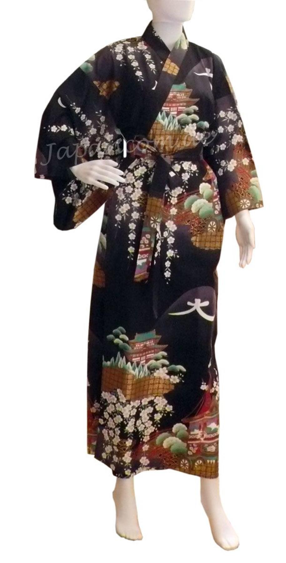 Damen Kimono Daimonji schwarz